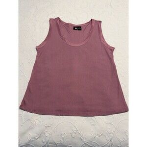 Elements Womens XL 100% Silk Ribbed Tank Top Mauve Dusty Rose Satin Trim